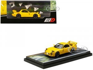 Mazda RX-7 (FD3S) RHD (Right Hand Drive) Yellow RedSuns with Keisuke Takahashi Driver Figure Initial D (1995-2013) Manga