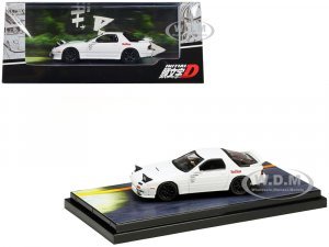 Mazda RX-7 (FC3S) RHD (Right Hand Drive) White RedSuns with Ryosuke Takahashi Driver Figure Initial D (1995-2013) Manga