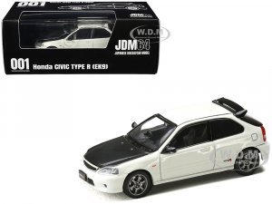 Honda Civic Type R (EK9) RHD (Right Hand Drive) Championship White with Carbon Hood JDM64 Series