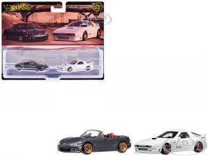 Mazda Mazdaspeed Miata Gray Metallic and Mazda RX7 FC Pandem White Car Culture Set of 2 Cars