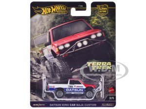 Datsun King Cab Baja Custom Pickup Truck #720 White and Blue with Red Hood Terra Trek Series
