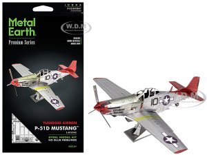 Model Kit North American P-51D Mustang Fighter Aircraft Tuskegee Airmen Duchess Arlene 100th Fighter Squadron United States Army Air Forces (Challenging Difficulty) Steel Model by Metal Earth
