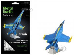 Model Kit Boeing F/A-18 Super Hornet Fighter Aircraft Blue Angels #5 United States Navy (Challenging Difficulty) Steel Model by Metal Earth