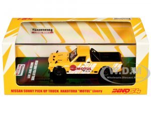 Nissan Sunny Hakotora Pickup Truck RHD (Right Hand Drive) Motul Yellow with White Stripes