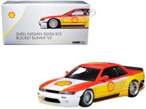 Nissan Silvia S13 Rocket Bunny V2 RHD (Right Hand Drive) Yellow and Red with White Shell