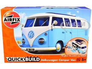 Volkswagen Camper Van Blue Snap Together Painted Plastic Model Car Kit by Airfix Quickbuild