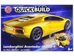 Lamborghini Aventador LP 700-4 Yellow Snap Together Painted Plastic Model Car Kit by Airfix Quickbuild