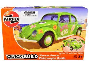 Old Volkswagen Beetle Flower Power Snap Together Painted Plastic Model Car Kit by Airfix Quickbuild