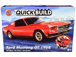 1968 Ford Mustang GT Red Snap Together Painted Plastic Model Car Kit by Airfix Quickbuild