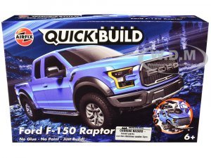 Ford F-150 Raptor Blue Snap Together Painted Plastic Model Car Kit by Airfix Quickbuild