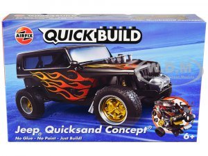 Jeep (Quicksand) Concept Black with Flames Snap Together Painted Plastic Model Car Kit by Airfix Quickbuild