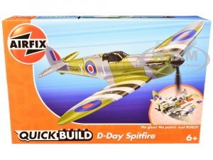 D-Day Spitfire Snap Together Painted Plastic Model Airplane Kit by Airfix Quickbuild