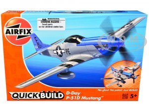 D-Day P-51D- Mustang Snap Together Painted Plastic Model Airplane Kit by Airfix Quickbuild