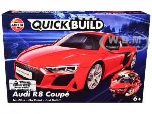 Audi R8 Coupe Red Snap Together Painted Plastic Model Car Kit by Airfix Quickbuild
