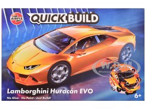 Lamborghini Huracan EVO Orange Snap Together Snap Together Painted Plastic Model Car Kit by Airfix Quickbuild
