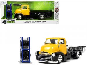 1952 Chevrolet Coe Flatbed Truck Yellow Metallic and Black with Extra Wheels Just Trucks Series