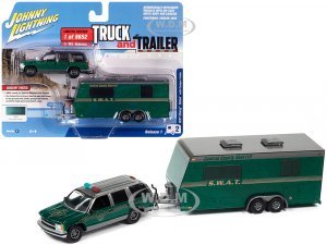 1997 Chevrolet Tahoe Central County Sheriff Emerald Green and Gray with SWAT Camper Trailer
