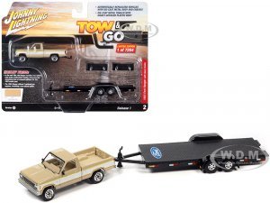1983 Ford Ranger XLS Pickup Truck Light Desert Tan and White with Open Flatbed Trailer