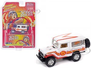 1980 Toyota Land Cruiser White with Red and Yellow Stripes Speed Racer Livery