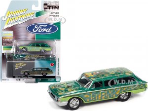 1960 Ford Country Squire Rat Fink Kustom Green and Teal with Graphics and Collector Tin