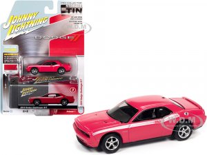 2010 Dodge Challenger R T Furious Fuchsia Pink with White Stripes and Collector Tin