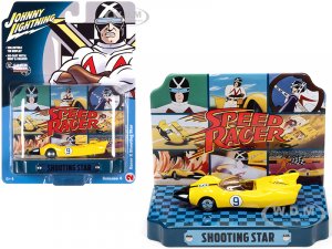Racer X Shooting Star #9 Yellow with Collectible Tin Display Speed Racer