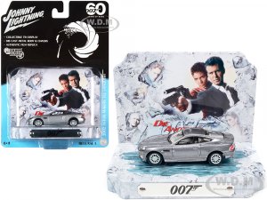 2002 Aston Martin V12 Vanquish Tungsten Silver Metallic with Collectible Tin Display 007 (James Bond) Die Another Day (2002) Movie 60 Years Of Bond