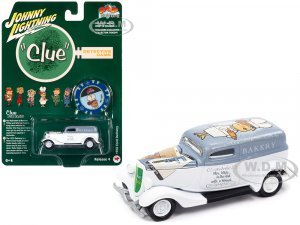 1933 Ford Delivery Van White with Gray Top (Mrs. White) with Poker Chip Collectors Token Vintage Clue Pop Culture 2022 Release 4