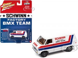 1976 Chevrolet G20 Van White with Stripes Schwinn Factory BMX Team Pop Culture 2023 Release 1