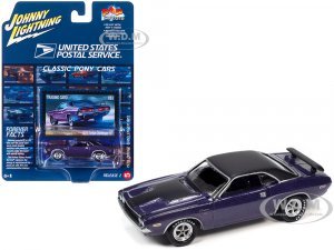 1970 Dodge Challenger R/T Plum Crazy Purple Metallic with Black Top and Hood USPS (United States Postal Service) Pop Culture 2023 Release 2