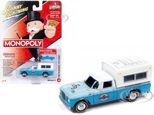 1960 Studebaker Pickup Truck Light Blue and Blue Two-Tone with Camper Water Works with Game Token Monopoly Pop Culture 2023 Release 2