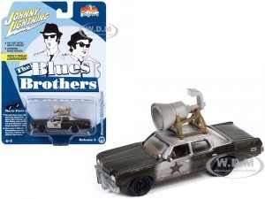 1974 Dodge Monaco Police Car Black and White (Dirty) w/Roof Speaker Blues Brothers (1980) Movie Pop Culture 2023 Release 3