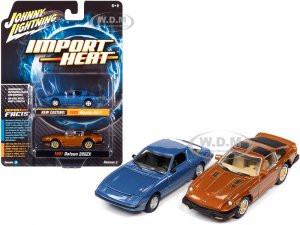 1982 Mazda RX-7 Blue Metallic and 1981 Datsun 280ZX Orange Mist Metallic Import Heat Set of 2 Cars