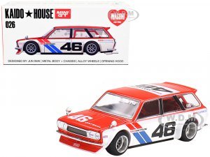 Datsun 510 Wagon RHD (Right Hand Drive) #46 BRE V1 Red and White with Blue Stripes (Designed by Jun Imai) Kaido House Special