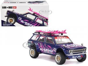 Datsun Kaido 510 Wagon 4x4 RHD (Right Hand Drive) #90 Kaido Offroad V2 Purple with Pink Graphics and Surfboards on Roof (Designed by Jun Imai) Kaido House Special