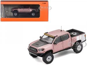 2022 Toyota Tacoma TRD PRO Pickup Truck Pink Metallic with White Stripes and Carbon Hood