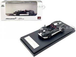 McLaren Elva Convertible #4 Carbon Black with White and Red Stripes