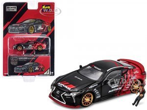 Lexus LC500 RHD (Right Hand Drive) Black and Red ADVAN Livery HKS and Driver Figure