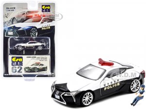 Lexus LC500 Black and White Japan Police with Police Officer Figurine