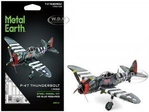 Model Kit Republic P-47 Thunderbolt Fighter Aircraft The Jug United States Army Air Forces (Moderate Difficulty) Steel Model by Metal Earth
