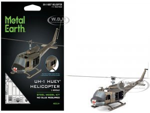 Model Kit Bell UH-1 Iroquois Helicopter Huey United States Army (Moderate Difficulty) Steel Model by Metal Earth
