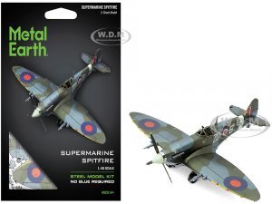 Model Kit Supermarine Spitfire Fighter Aircraft British Royal Air Force (Moderate Difficulty) Steel Model by Metal Earth