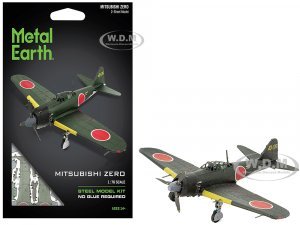 Model Kit Mitsubishi A6M Zero Fighter Aircraft World War II Imperial Japanese Navy (Moderate Difficulty) Steel Model by Metal Earth