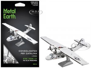 Model Kit Consolidated PBY Catalina Amphibious Aircraft Miss Pick Up United States Army Air Forces (Moderate Difficulty) Steel Model by Metal Earth