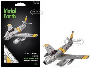 Model Kit North American F-86 Sabre Fighter Aircraft Jolley Roger United States Air Force (Moderate Difficulty) Steel Model by Metal Earth
