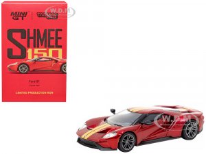Ford GT Liquid Red Metallic with Gold Stripes Shmee150 Collection Collaboration Model