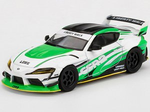 Toyota GR Supra CSR2 LB WORKS RHD (Right Hand Drive) White and Bright Green with Black Top
