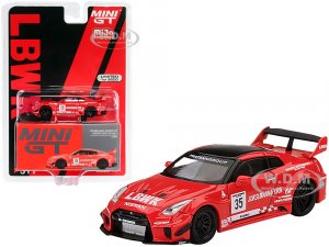 Nissan 35GT-RR Ver.1 LB-Silhouette Works GT LBWK RHD (Right Hand Drive) #35 Red with Black Top and Graphics