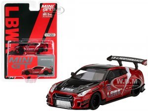 Nissan GT-R R35 Type 2 LB Works Rear Wing ver 3 LB Work Livery 2.0 Red Metallic and Black with Stripes