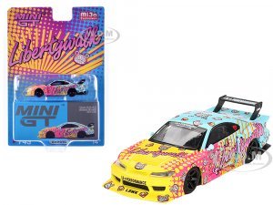 Nissan LB-Super Silhouette S15 SILVIA RHD (Right Hand Drive) Yellow and Blue with Pink Graphics LBWK KUMA